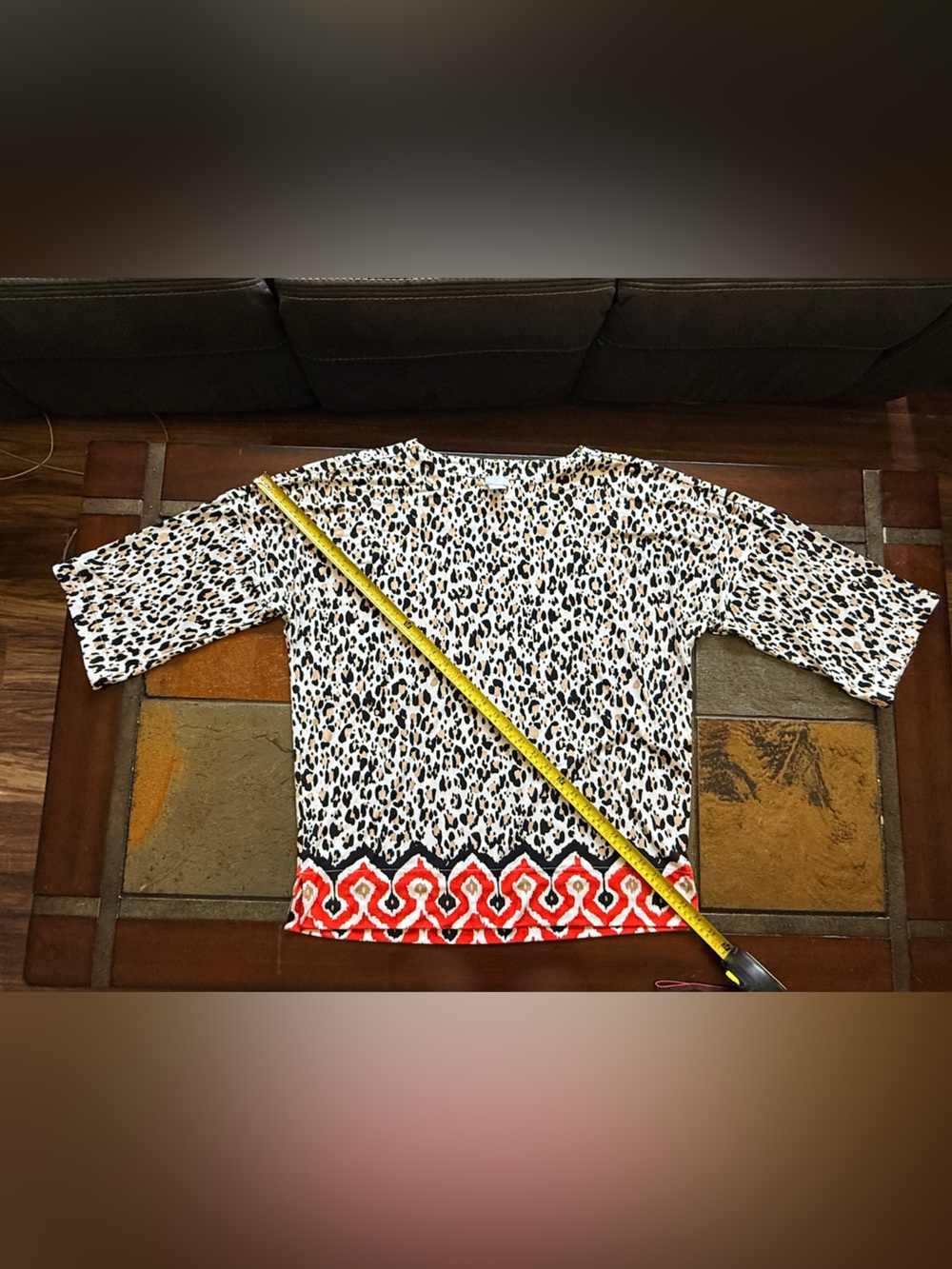 Chicos sze 1 cheetah animal leopard print with rem hem designer look light flowy